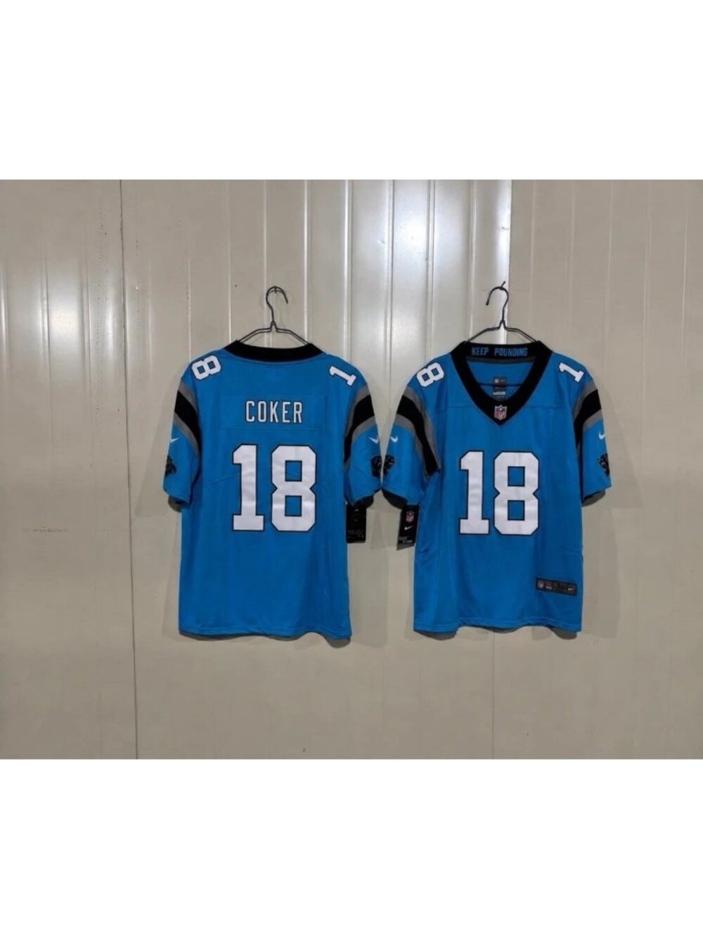 Jalen Coker Blue Stitched Jersey Vapor